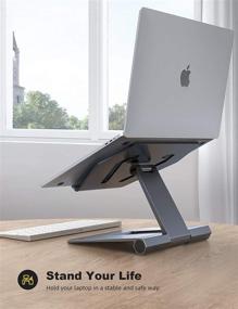 img 2 attached to 🖥️ Lamicall Grey Laptop Stand - Adjustable Notebook Riser for MacBook Air Pro, Dell XPS, HP - Foldable Ergonomic Laptop Holder for Desk (10-17")