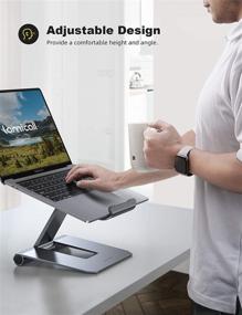 img 3 attached to 🖥️ Lamicall Grey Laptop Stand - Adjustable Notebook Riser for MacBook Air Pro, Dell XPS, HP - Foldable Ergonomic Laptop Holder for Desk (10-17")