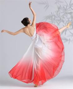 img 3 attached to 🩰 Lyrical Dance Skirt for Women - Gradient Color Chiffon Long Swing Sheer Wrap Skirts Ideal for Modern Ballet Performance by Z&amp;X