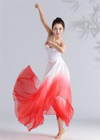 img 1 attached to 🩰 Lyrical Dance Skirt for Women - Gradient Color Chiffon Long Swing Sheer Wrap Skirts Ideal for Modern Ballet Performance by Z&amp;X