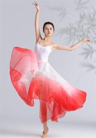 img 2 attached to 🩰 Lyrical Dance Skirt for Women - Gradient Color Chiffon Long Swing Sheer Wrap Skirts Ideal for Modern Ballet Performance by Z&amp;X