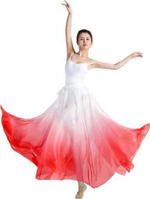 img 4 attached to 🩰 Lyrical Dance Skirt for Women - Gradient Color Chiffon Long Swing Sheer Wrap Skirts Ideal for Modern Ballet Performance by Z&amp;X