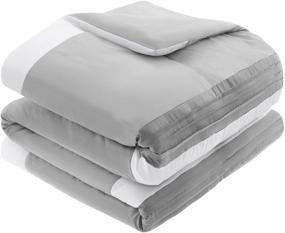 img 1 attached to 🛏️ Comfort Spaces Cozy Comforter Set: Modern Classic Design All Season Down Alternative Bedding, matching Shams, Bedskirt, Decorative Pillows, King (104"x90"), Malcom, Hotel Deluxe Gray - Ultimate Cozy Bedding Solution!