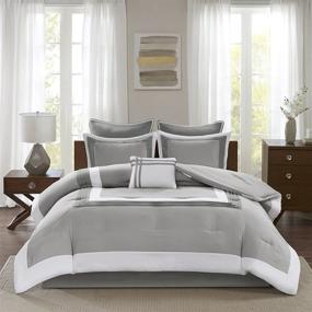 img 4 attached to 🛏️ Comfort Spaces Cozy Comforter Set: Modern Classic Design All Season Down Alternative Bedding, matching Shams, Bedskirt, Decorative Pillows, King (104"x90"), Malcom, Hotel Deluxe Gray - Ultimate Cozy Bedding Solution!