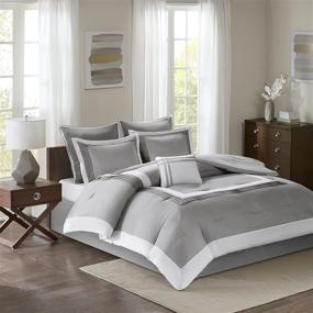 img 2 attached to 🛏️ Comfort Spaces Cozy Comforter Set: Modern Classic Design All Season Down Alternative Bedding, matching Shams, Bedskirt, Decorative Pillows, King (104"x90"), Malcom, Hotel Deluxe Gray - Ultimate Cozy Bedding Solution!