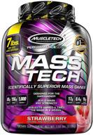 🍓 muscletech mass-tech mass gainer: boost muscle with strawberry protein powder for effective weight gain and muscle building - 7 lbs logo