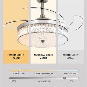 img 2 attached to 💡 Ohniyou 42” Stylish Retractable Ceiling Fan: Crystal Chandelier Light for Bedroom and Living Room (Chrome Silver)