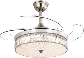 img 4 attached to 💡 Ohniyou 42” Stylish Retractable Ceiling Fan: Crystal Chandelier Light for Bedroom and Living Room (Chrome Silver)