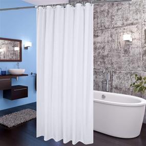 img 4 attached to Aoohome 72x78 Inch Extra Long Fabric Shower Curtain: Waterproof, Hotel Quality with Hooks - White, 72x78 Inch