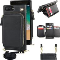 stylish and functional kihuwey iphone 11 crossbody wallet case - pu leather with credit card holder, wrist strap, and kickstand - black logo