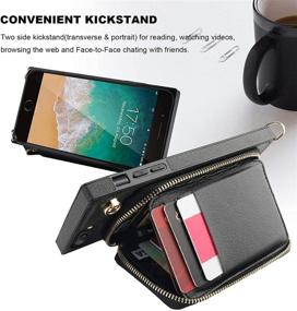 img 2 attached to Stylish and Functional KIHUWEY iPhone 11 Crossbody Wallet Case - PU Leather with Credit Card Holder, Wrist Strap, and Kickstand - Black