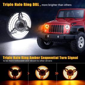 img 3 attached to 🚗 Suparee 7 Inch LED Triple Halo Headlights with Amber Sequential Turn Signal for Wrangler JK JKU TJ LJ CJ Hummber H1 H2 (Pair) - Upgrade Your Vehicle's Style and Safety!