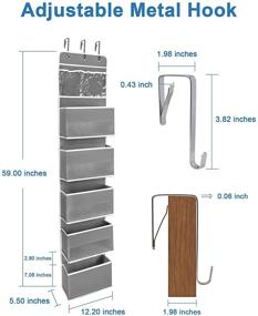 img 3 attached to JARLINK 2 Pack 6-Shelf Over Door Hanging Organizer, Wall Mounted Storage for Bedroom or Kitchen, Clear Window and PVC Pocket for Cosmetics, Stationery, Sundries, etc - Grey