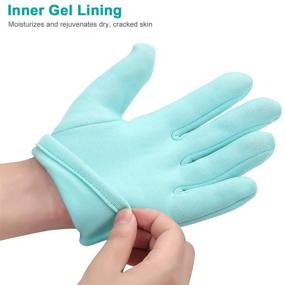 img 1 attached to Moisturizing Gloves with Silicone & Gel Spa Technology – Ultimate Hand Care for Cracked and Dry Skin. Ideal for Men and Women - Light Blue