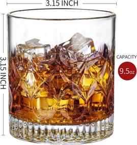 img 3 attached to PARACITY 9.5 oz Whiskey Glasses Set of 2 - Crystal Old Fashioned Tumbler Rocks Glass for Bourbon, Scotch, Cocktails, Wine - Ideal Birthday Gift for Men