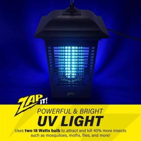 img 3 attached to 🪰 ZAP IT! Electric Bug Zapper (3,000 Volt): Waterproof 360 Degree Mosquito, Bug, and Insect Killer with Non-Toxic UV Light and Electric Shock - Easy-to-Clean Bug Collector Included