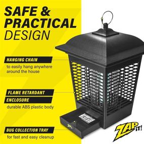 img 2 attached to 🪰 ZAP IT! Electric Bug Zapper (3,000 Volt): Waterproof 360 Degree Mosquito, Bug, and Insect Killer with Non-Toxic UV Light and Electric Shock - Easy-to-Clean Bug Collector Included