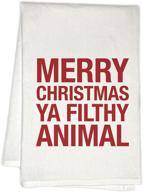 🎄 rubiarojo merry christmas ya filthy animal holiday kitchen towel – white flour sack hand towel logo