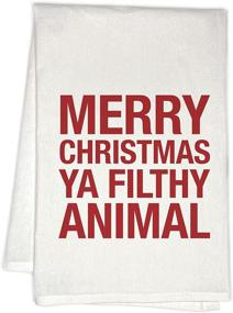 img 4 attached to 🎄 RubiaRojo Merry Christmas Ya Filthy Animal Holiday Kitchen Towel – White Flour Sack Hand Towel