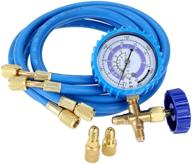 🌡️ complete ac refrigerant charging hose kit with manifold gauge for r410a, r134a, r502, r22, r12, r404a - includes r410a straight swivel adapter and tank adapter logo