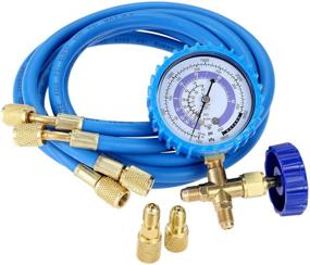 img 4 attached to 🌡️ Complete AC Refrigerant Charging Hose Kit with Manifold Gauge for R410A, R134A, R502, R22, R12, R404A - Includes R410A Straight Swivel Adapter and Tank Adapter