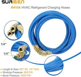 img 2 attached to 🌡️ Complete AC Refrigerant Charging Hose Kit with Manifold Gauge for R410A, R134A, R502, R22, R12, R404A - Includes R410A Straight Swivel Adapter and Tank Adapter