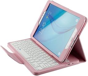 img 1 attached to Lrufodya Keyboard Case for Samsung Tab A 8.0 inch (2015): Detachable PU Leather Keyboard Stand – Pink