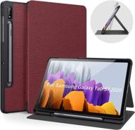 bokeer shockproof protective smart folio case for samsung galaxy tab s7 11 inch 2020 with s pen holder sm-t870/875/878, wine red, pc hard back cover, support auto wake/sleep логотип