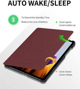 img 2 attached to Bokeer Shockproof Protective Smart Folio Case for Samsung Galaxy Tab S7 11 Inch 2020 with S Pen Holder SM-T870/875/878, Wine Red, PC Hard Back Cover, Support Auto Wake/Sleep