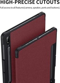 img 1 attached to Bokeer Shockproof Protective Smart Folio Case for Samsung Galaxy Tab S7 11 Inch 2020 with S Pen Holder SM-T870/875/878, Wine Red, PC Hard Back Cover, Support Auto Wake/Sleep