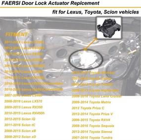 img 3 attached to 🔒 Замена мотора актуатора замка передней левой двери FAERSI для Toyota 4Runner Camry Tundra Sequoia Lexus ES350 GS350 LS460 RX450h Scion tC xB xD - Заменяет 69040-0C050, 69040-06180