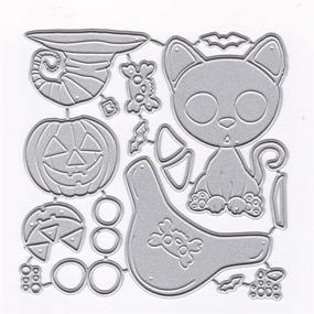 img 3 attached to Adorable 3.9 by 3.9 Inches Cats Pumpkin Happy Pumpkin Letters Metal Cutting Dies for Scrapbooking Card Making Halloween Craft Dies