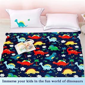 img 3 attached to Dinosaur Blanket for Kids, Ausener Boys and Girls, Bright Dinosaur Pattern, Sofa, Couch, and Bed Throw Blanket, 50x60 inches