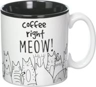 🐱 cat lovers mug - right meow funny message novelty ceramic cup for coffee, tea, or hot chocolate, 13oz, black and white with feline animated drawings - one in box logo