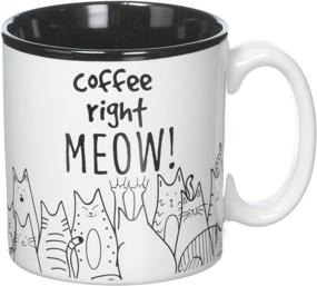 img 2 attached to 🐱 Cat Lovers Mug - Right Meow Funny Message Novelty Ceramic Cup for Coffee, Tea, or Hot Chocolate, 13oz, Black and White with Feline Animated Drawings - One in Box