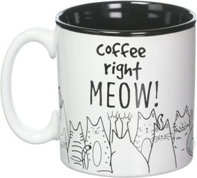 img 1 attached to 🐱 Cat Lovers Mug - Right Meow Funny Message Novelty Ceramic Cup for Coffee, Tea, or Hot Chocolate, 13oz, Black and White with Feline Animated Drawings - One in Box