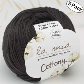 img 1 attached to La Mia Cottony 100% Cotton Baby Yarn - Super Soft Smoked Grey, 5 Balls, 8.8 Oz Total Weight