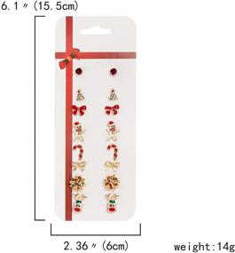 img 3 attached to 🎄 Xmas Earrings Set: 12 Pairs of Christmas Studs for Girls - Santa, Tree, Deer, Bells, Snowman, and Snowflake Designs - Ideal Christmas Earrings for Women