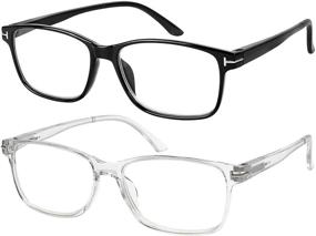 img 4 attached to 👓 Enhance Your Reading Experience with 2 Pairs of Anti-Glare Computer Glasses - Quality Comfort for Men and Women +1