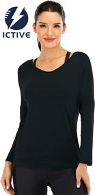 img 2 attached to Fihapyli Women's ICTIVE Backless V Neck Long Sleeve Yoga Shirts: Loose Fit Workout Top