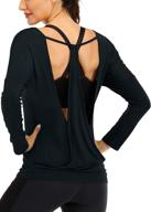 fihapyli women's ictive backless v neck long sleeve yoga shirts: loose fit workout top логотип