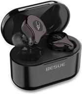 🎧 best true wireless earbuds bluetooth 5.0 headphones - besue sabbat deep bass wireless headphones for sport/workout, noise cancelling bluetooth earbuds for galaxy/iphone/android 30h with wireless charging logo