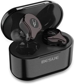 img 4 attached to 🎧 Best True Wireless Earbuds Bluetooth 5.0 Headphones - Besue Sabbat Deep Bass Wireless Headphones for Sport/Workout, Noise Cancelling Bluetooth Earbuds for Galaxy/iPhone/Android 30H with Wireless Charging