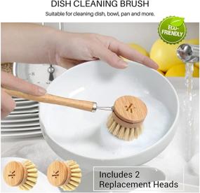 img 3 attached to 🌿 Ultimate Bamboo Dish Brush Set: 1 Bamboo Scrubber, 2 Replacement Heads, 1 Bottle Brush, 2 Mini Scrub Brushes, 1 Ceramic & 1 Straw Brush - by J&K Ink