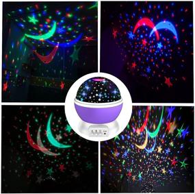 img 2 attached to 360-Degree Rotating Night Light Moon Stars Projector | 8 Color-Changing Lights | Ideal Birthday and Christmas Gift for Boys and Girls | Bedroom Party Decoration