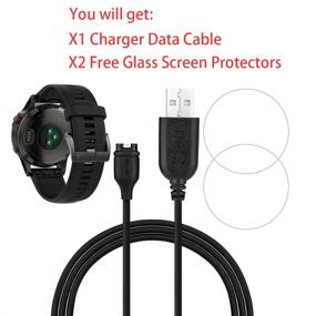 img 3 attached to 🔌 JIUJOJA Charger and Charging Clip Sync Data Cable for Garmin Fenix 5/Approach S62, with 2Pcs Free HD Tempered Glass Screen Protector - Optimized for Garmin Approach S62 Sports Smart Watch