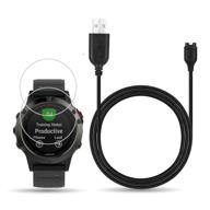 🔌 jiujoja charger and charging clip sync data cable for garmin fenix 5/approach s62, with 2pcs free hd tempered glass screen protector - optimized for garmin approach s62 sports smart watch logo
