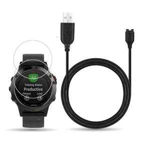 img 4 attached to 🔌 JIUJOJA Charger and Charging Clip Sync Data Cable for Garmin Fenix 5/Approach S62, with 2Pcs Free HD Tempered Glass Screen Protector - Optimized for Garmin Approach S62 Sports Smart Watch