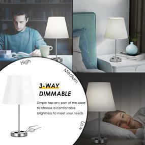 img 1 attached to Innqoo Dimmable Touch Lamp for Bedroom - LED Nightstand Lamp with 3-Way Dimmer, 2 AC Charging Outlets, and Energy-Efficient Bulb, Ideal for Living Room, Nursery, Guest Room, Dorm, and Tabletops - White