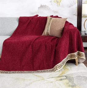 img 1 attached to 🛋️ STACYPIK Luxury Jacquard Sofa Slipcover - Ultimate Protection for Three Cushion Sectional Couches - Red Color - Form Fit Furniture Protector for Living Room - Ideal for Pets and Kids - 71" X 118